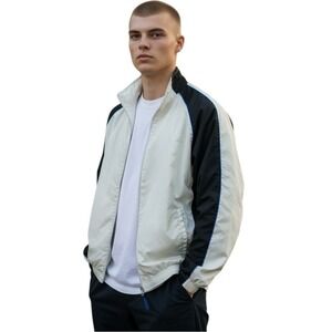 Consensus Sport Windbreaker Jacket,‎ Men's, Color Beige and White, Size Large